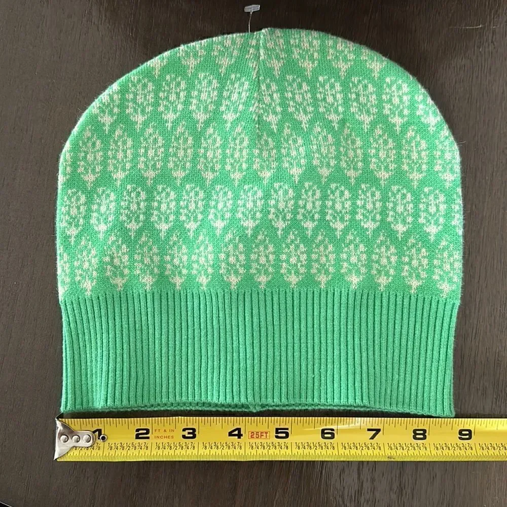 NWOT Free People Beanie Logo Printed Green Warm Streetwear Boho Trendy Ribbed OS